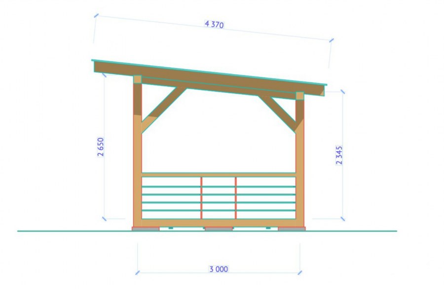 Беседка односкатная 3х3 чертеж