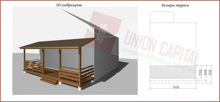 Чертеж односкатной беседки 3х2.5
