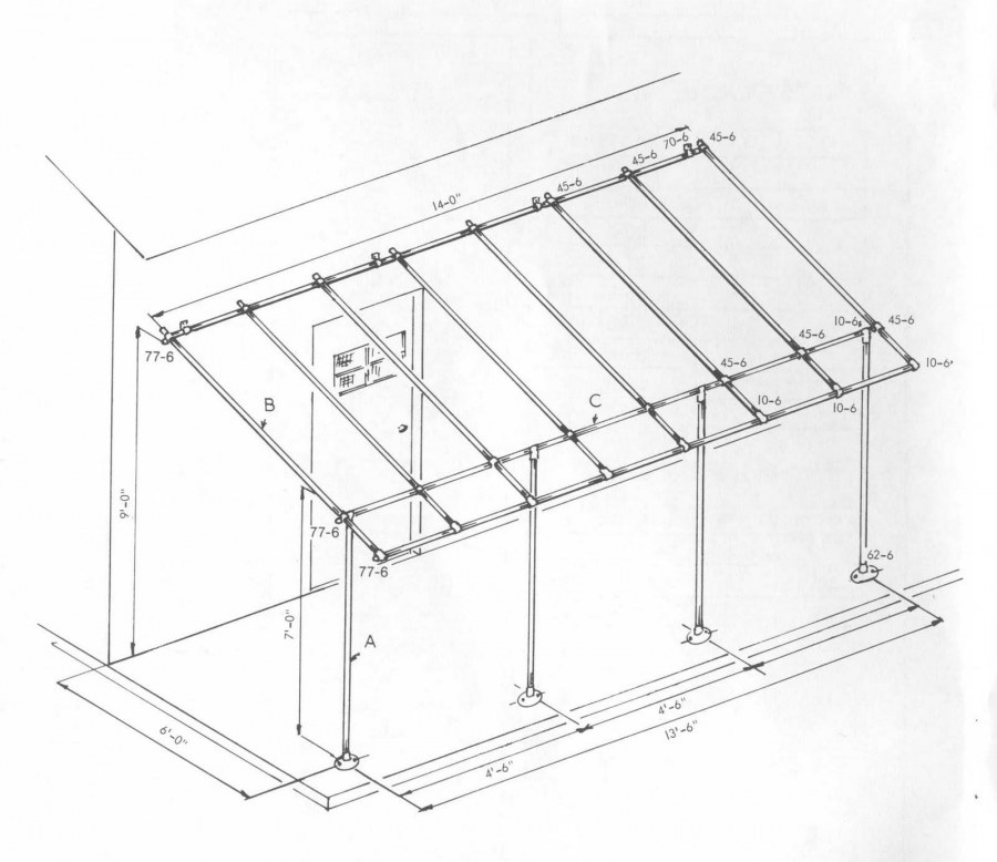 Односкатный навес из профильной трубы 2700-5400