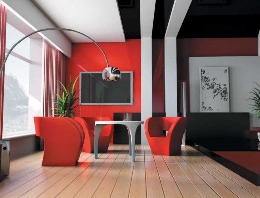 Красный цвет в интерьере