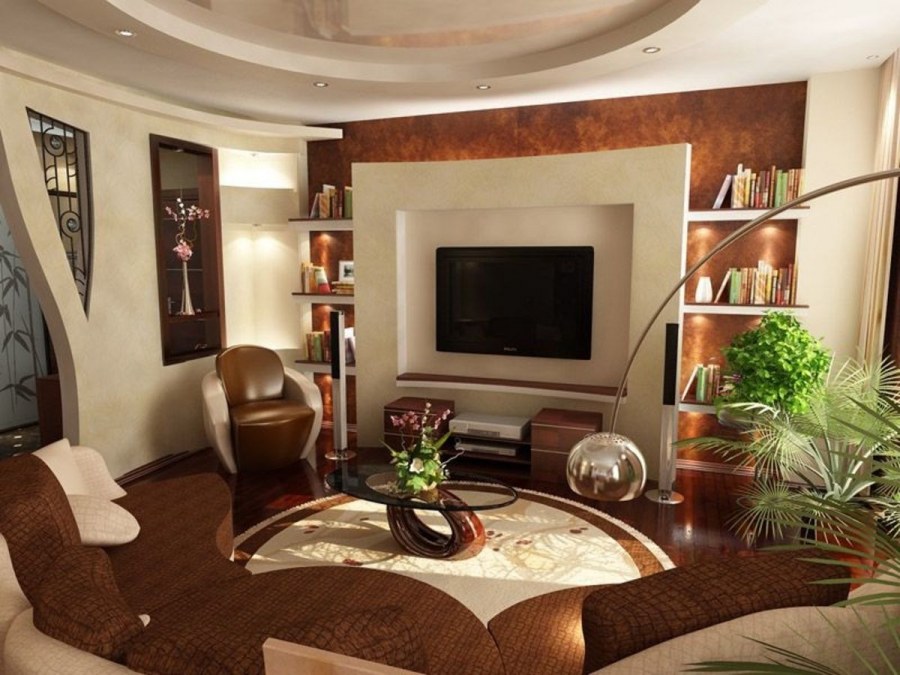 Гостиная в современном стиле в трехкомнатной