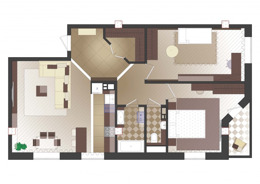 Интерьер дома чертеж