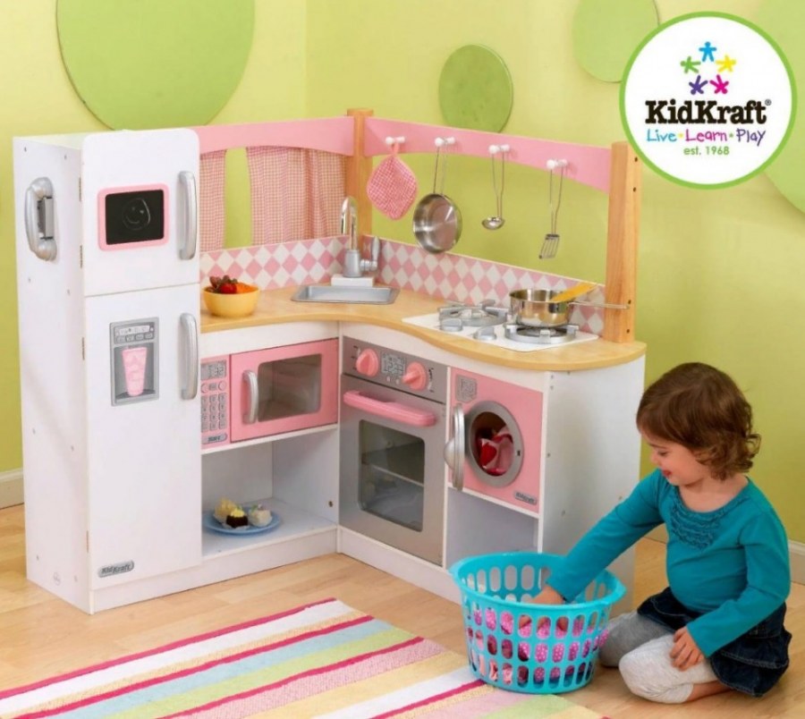 Детская кухня из дерева kidkraft Grand Gourmet Corner Kitchen изысканный уголок 53185