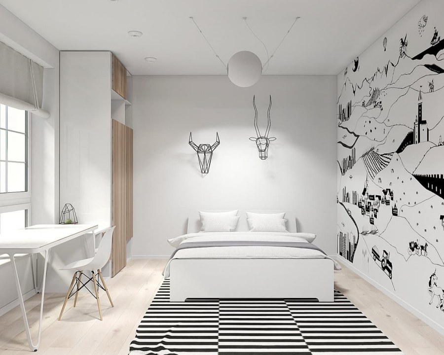 Комната в скандинавском стиле для девушки