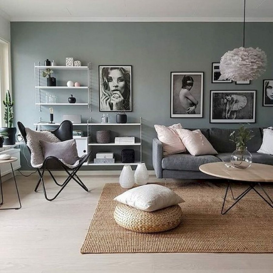 Интерьер с серым дымчатым цветом оттенком