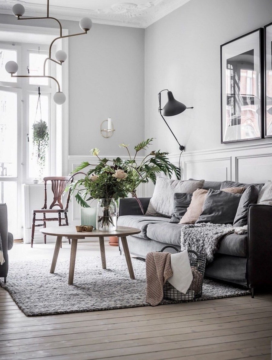 Сканди стиль гостиная серая