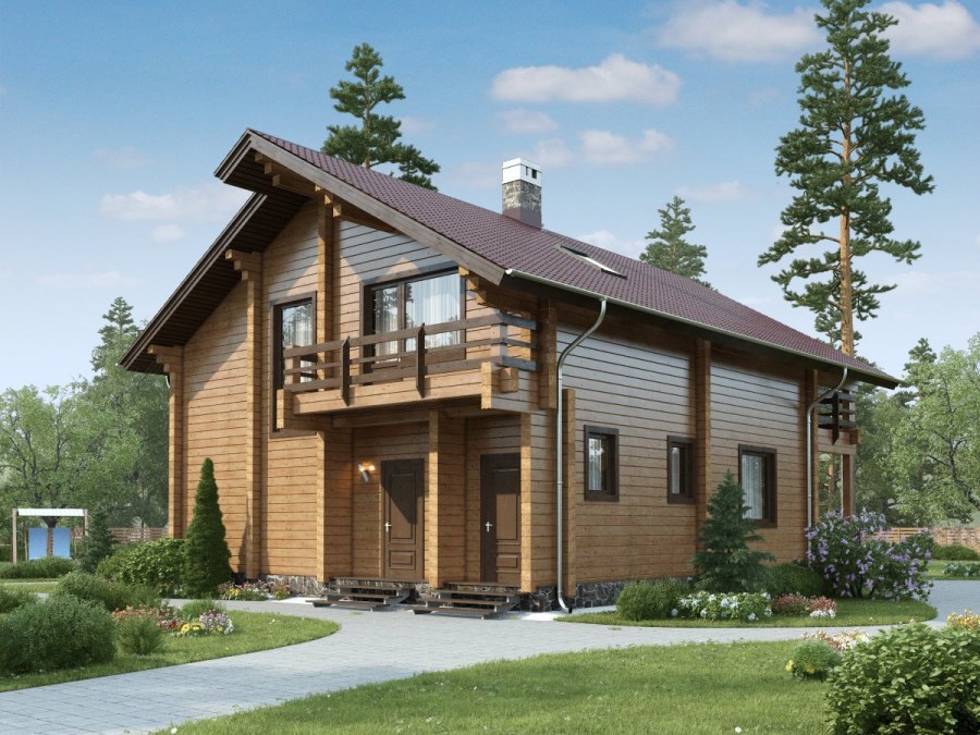 Коричневые деревянные дома