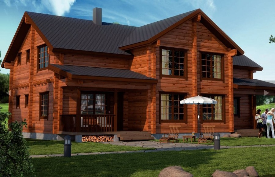 Коричневый деревянный дом