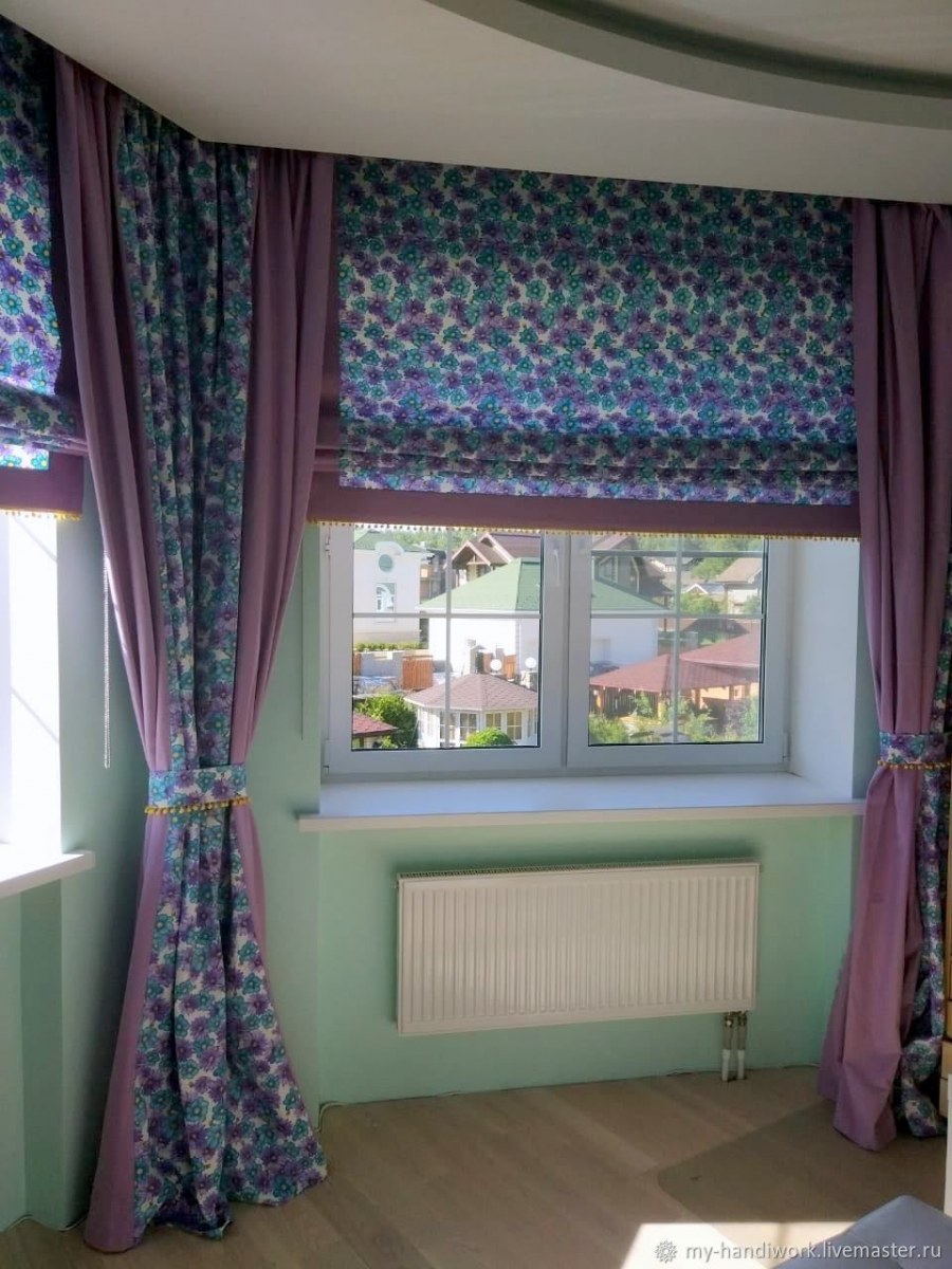 Римские шторы с портьерами