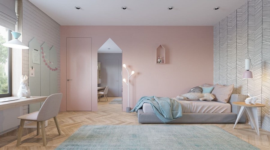 Комната в пастельных тонах для девушки