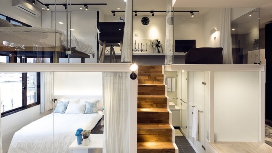 Квартира студия с высокими потолками