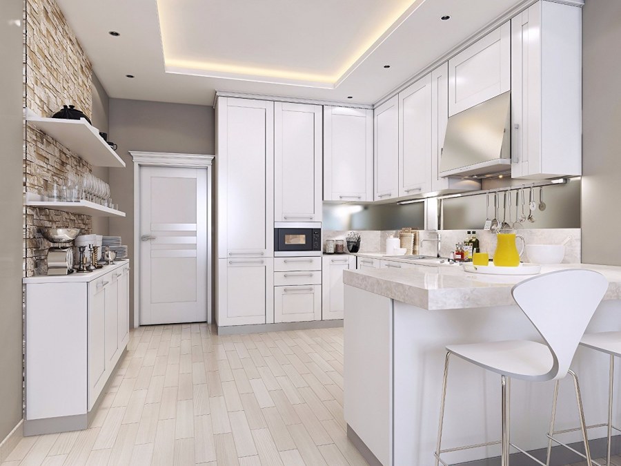 Кухня белая Нео классика 10м