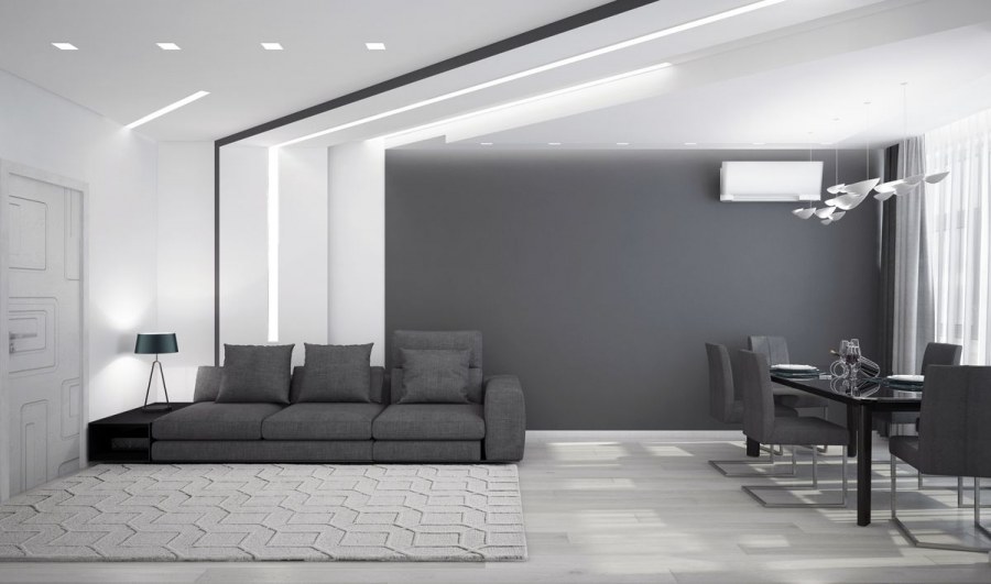 Интерьер квартиры в серо белых тонах