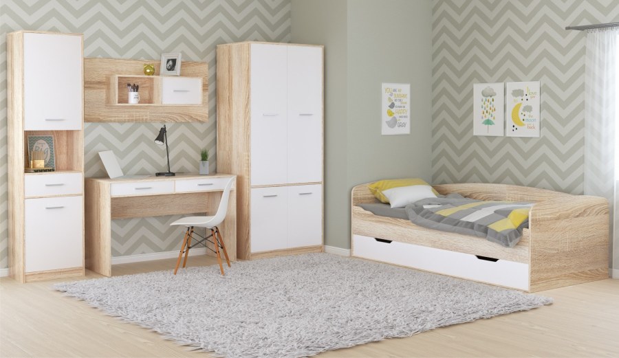 Кровать стелс дуб сонома/белый