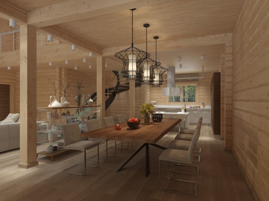 Освещение в интерьере деревянного дома