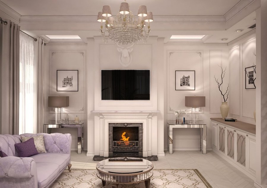 Гостиная в стиле Неоклассика с камином
