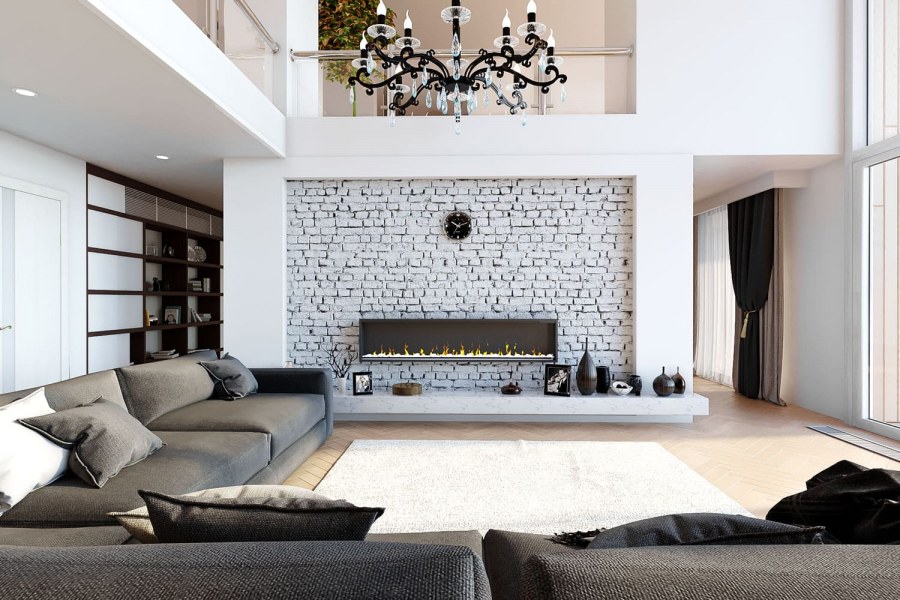 Камин в современном стиле в интерьере