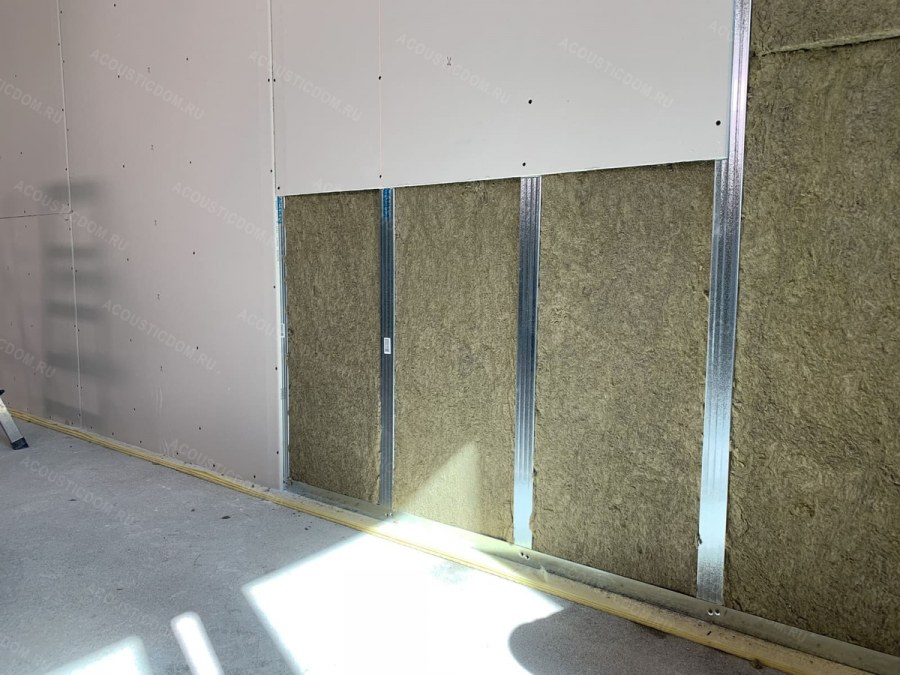 Звукоизоляционная каркасная перегородка на каркасе 50 мм