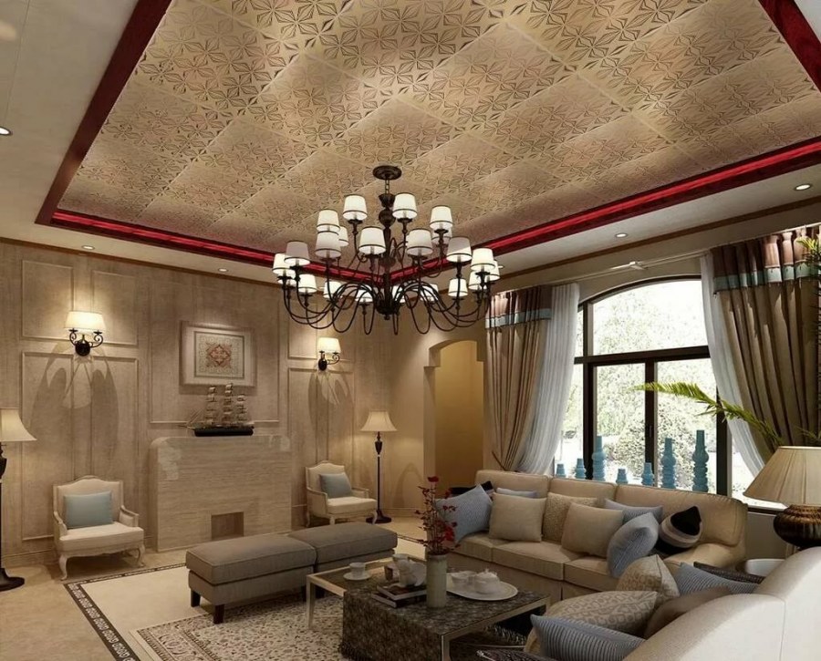 Потолок гипсокартон зал Евростиль