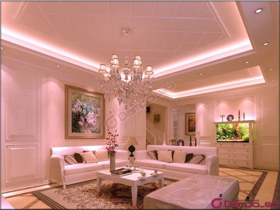 Многоуровневый потолок в гостиной