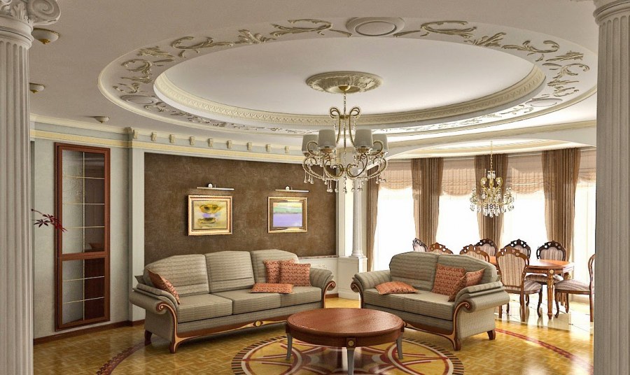 Подвесной потолок в гостиной