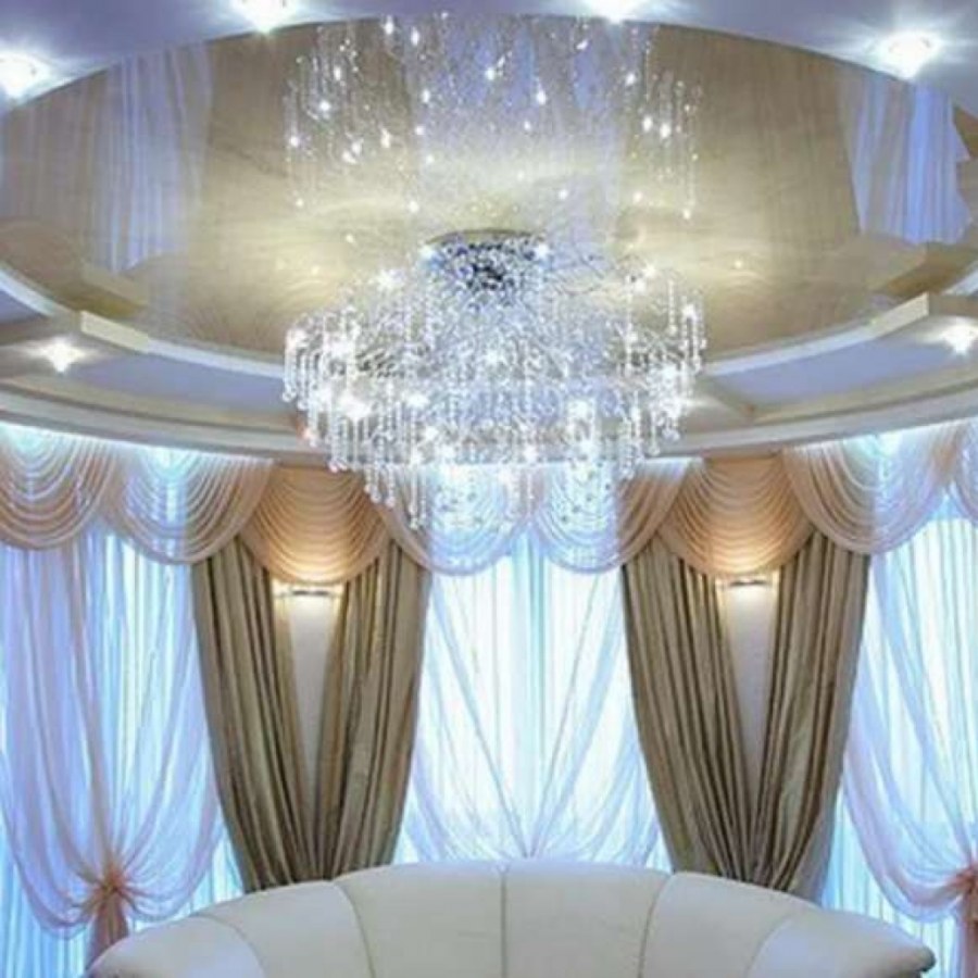 Потолок из гипсокартона для гостиной