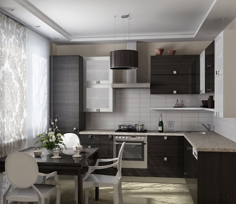 Интерьер угловой кухни