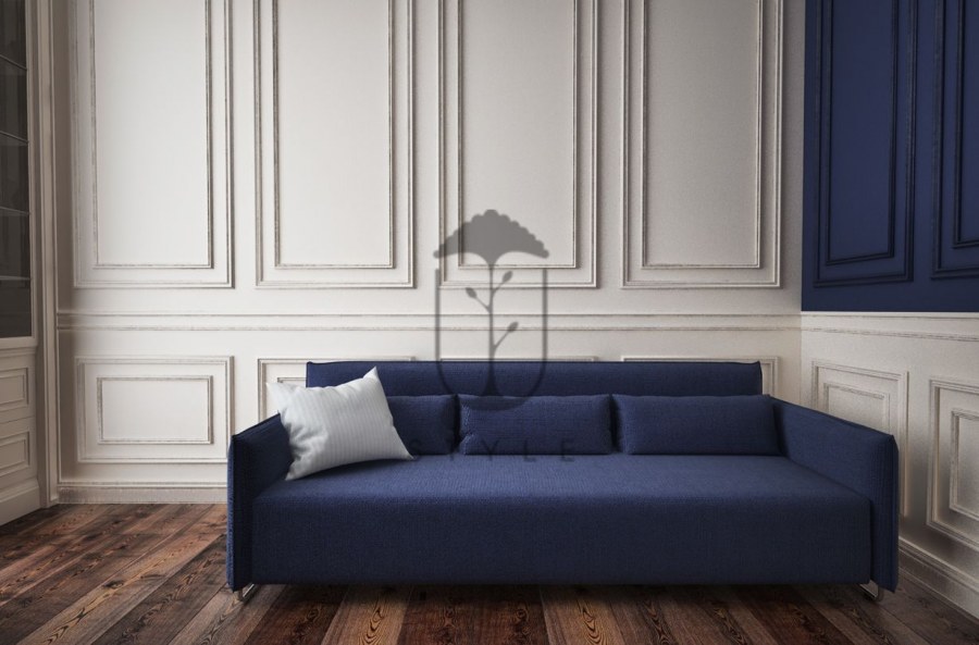 Синий цвет и молдинги в интерьере