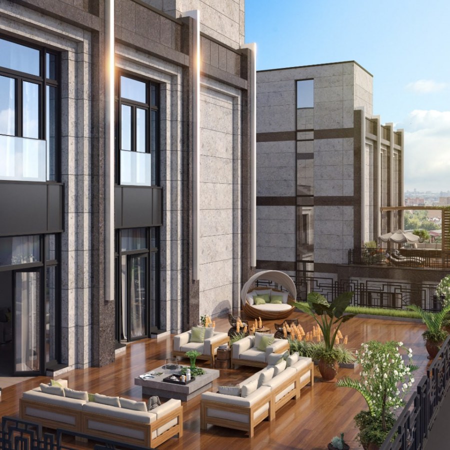 Фасад фисташкового цвета