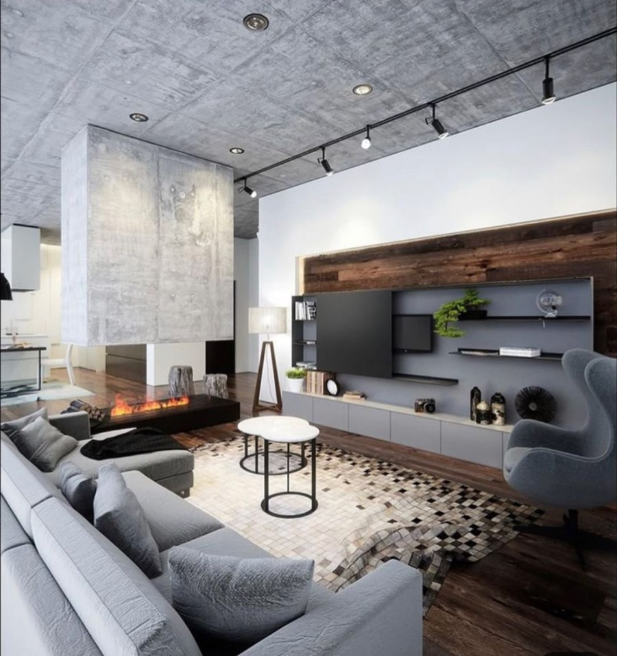 Гостиная в стиле лофт