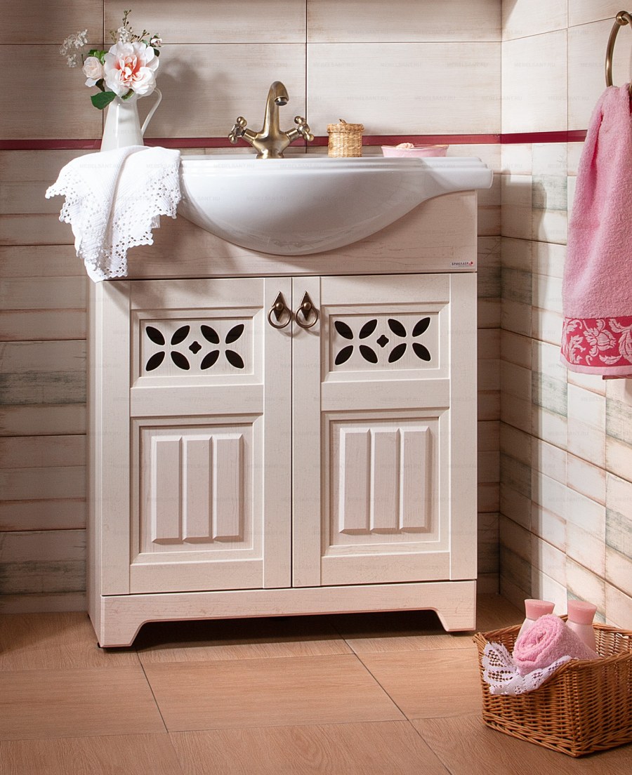 Тумба с раковиной Бриклаер Кантри 80 бежевый дуб Прованс