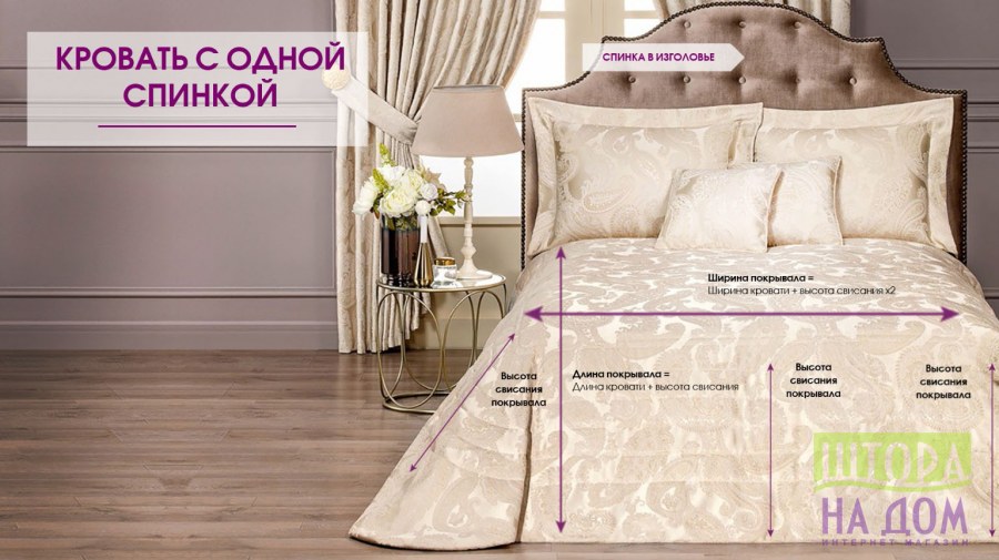 Размеры покрывала на кровать