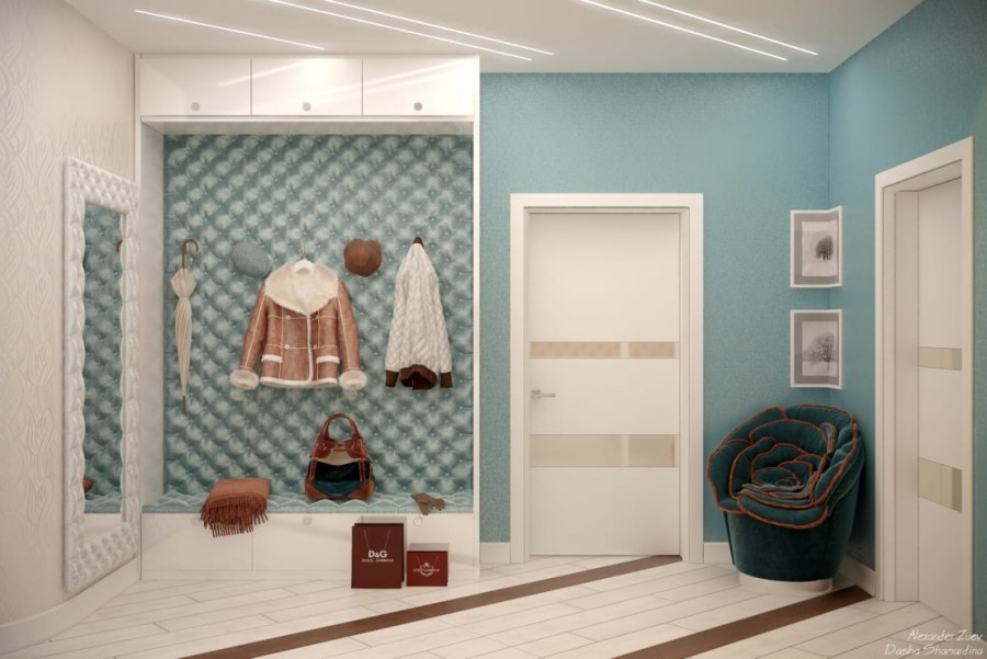 Бирюзово-бежевая прихожая