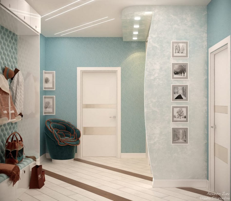 Прихожая в голубых тонах