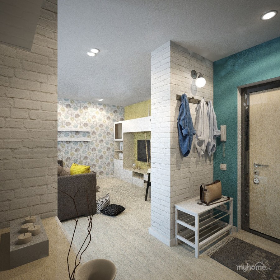 Прихожая в бирюзовом цвете