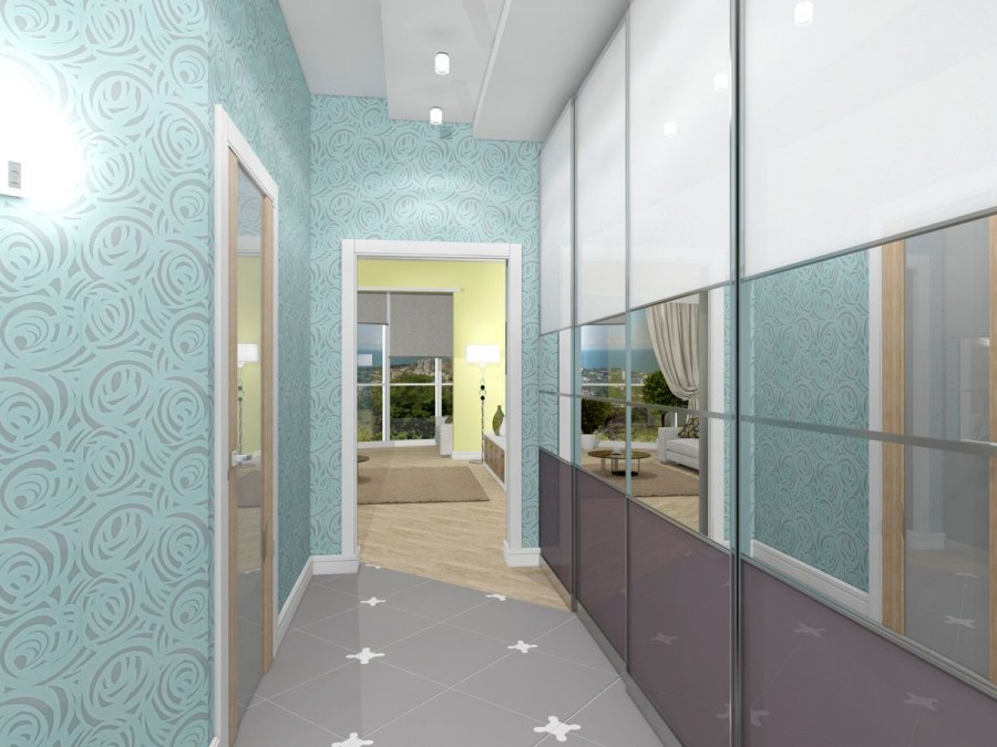 Мятный цвет в интерьере прихожей