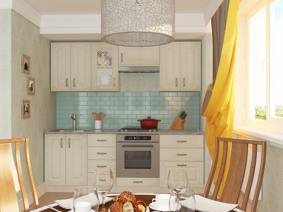 Маленькая бежевая кухня