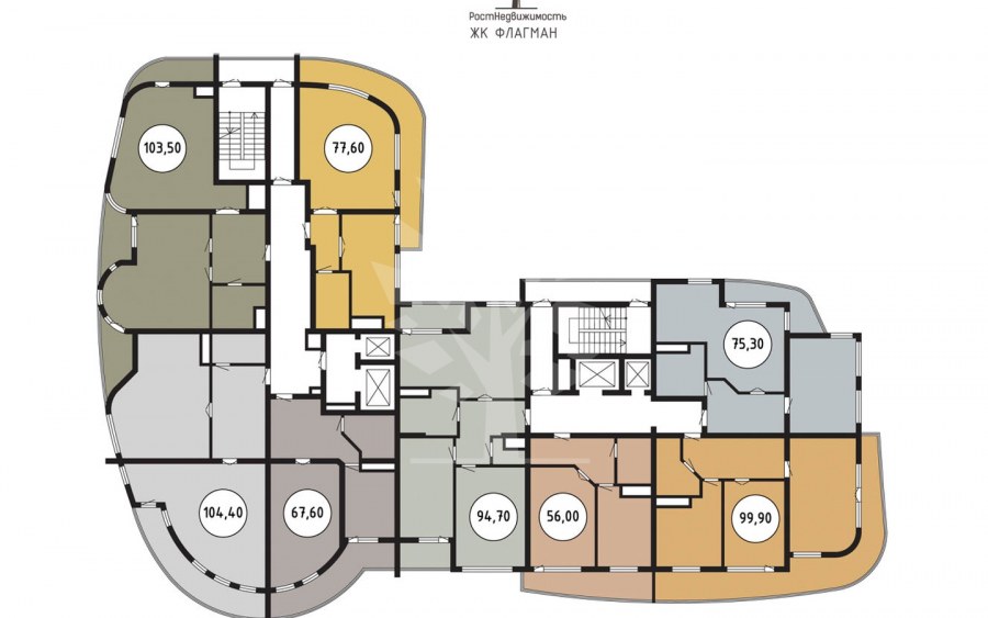План первого этажа 9 квартирный жилой дом