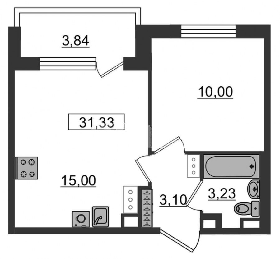 Флагман однокомнатная 37 м