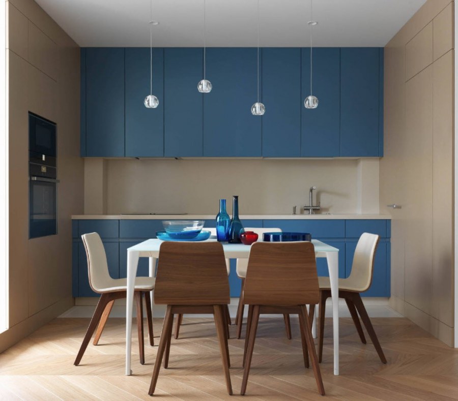 Сине бежевая кухня