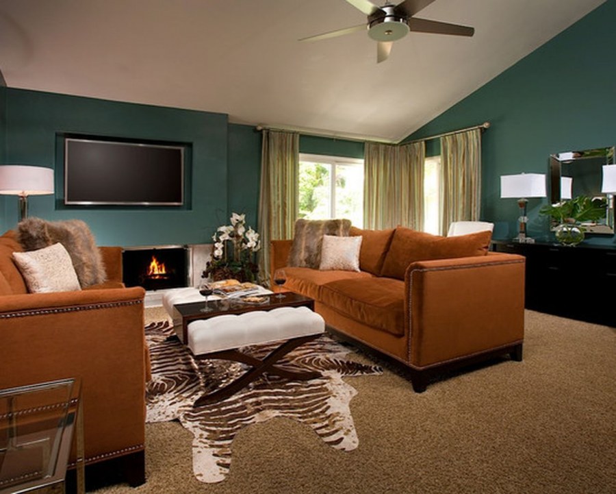 Цвет морской волны в гостиной