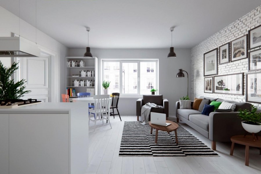 Планировка гостиной в скандинавском стиле