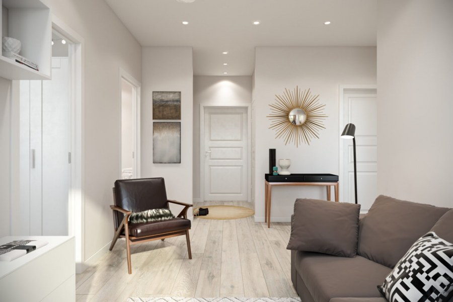 Гостиная 20 кв в скандинавском стиле