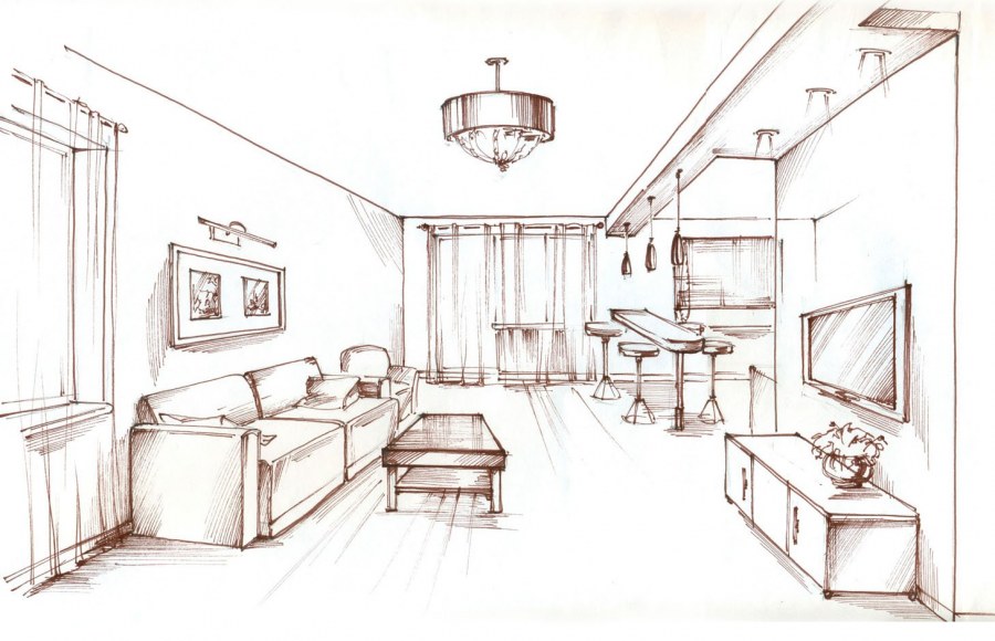 Интерьер эскиз графический