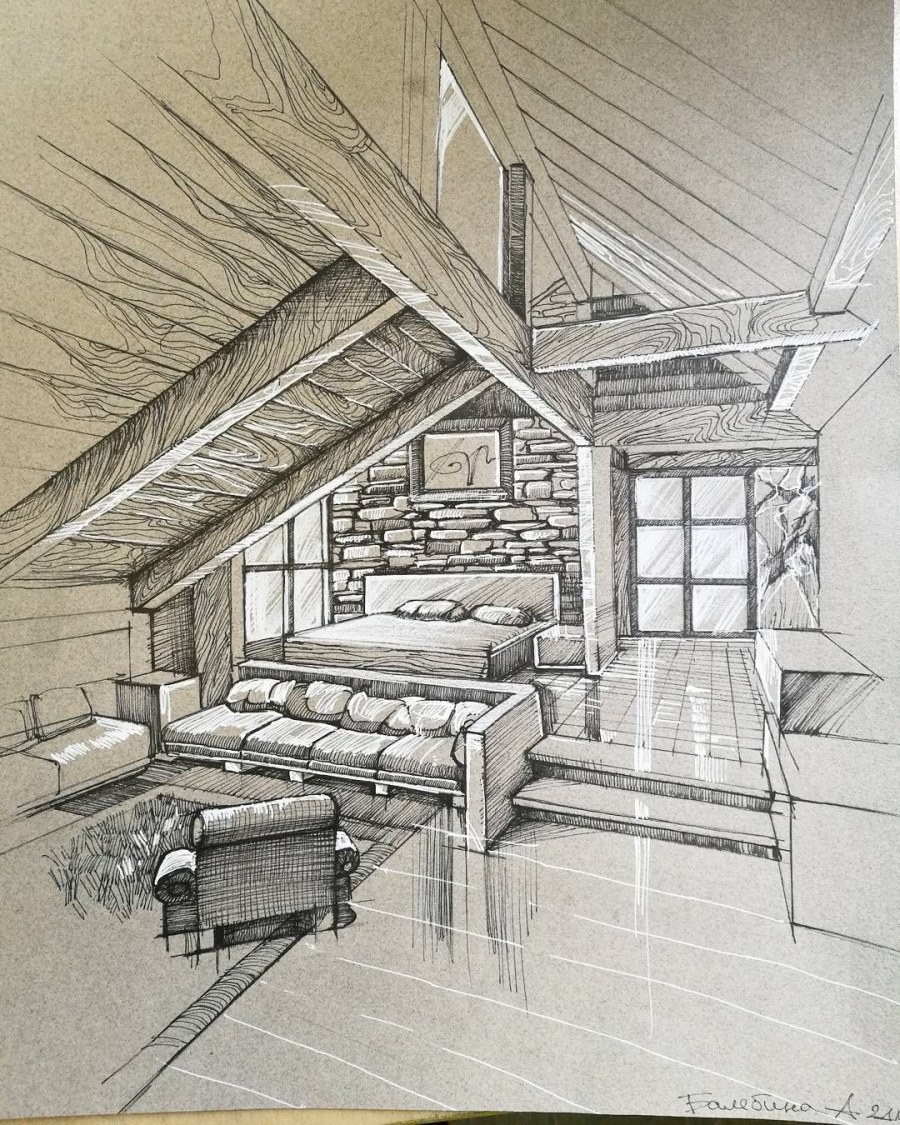 Интерьер карандашом