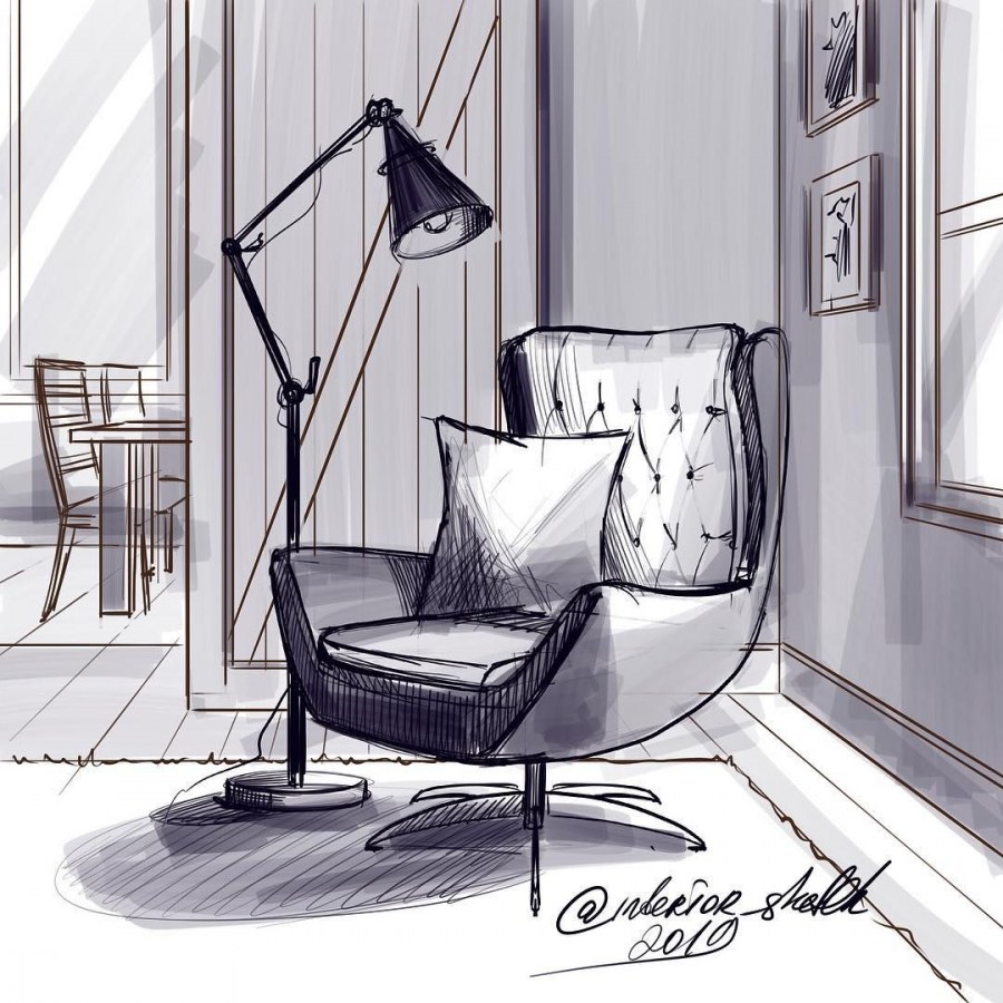 Набросок интерьера комнаты