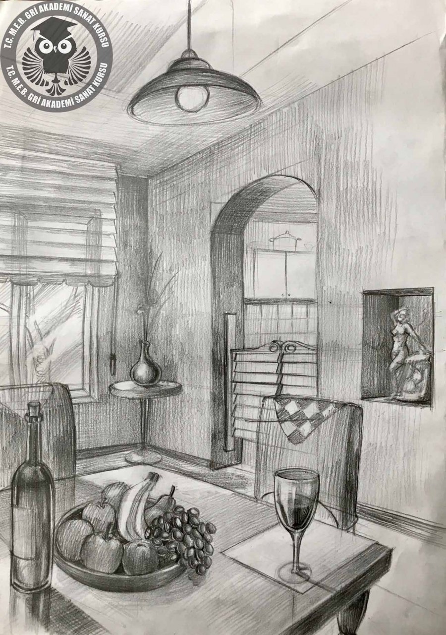 Интерьер карандашом