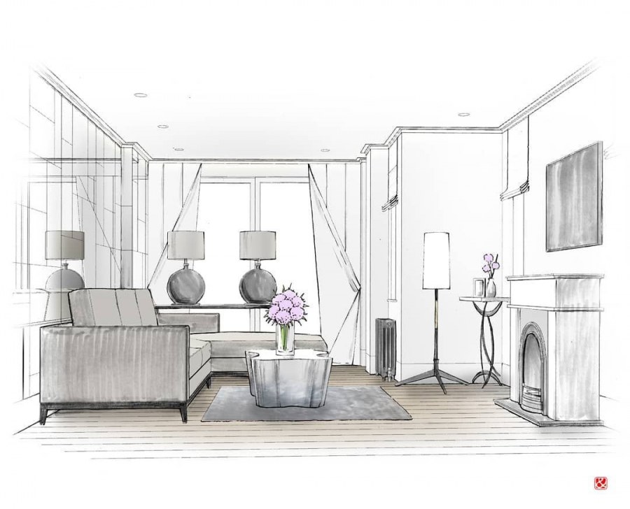 Эскиз интерьера комнаты
