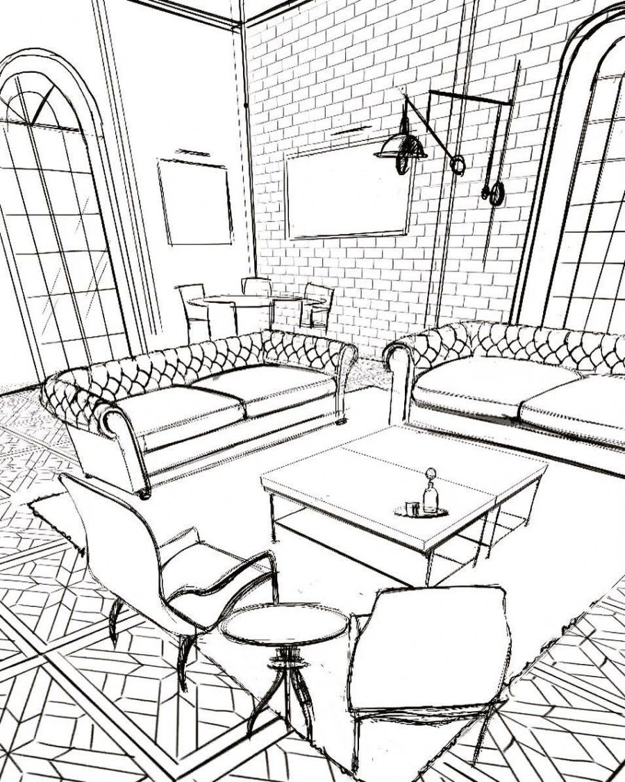 Раскраска интерьер