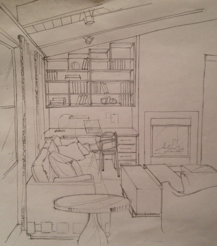 Рисование интерьера комнаты